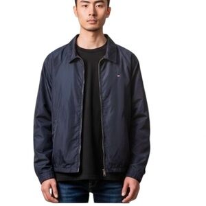 Tommy Hilfiger Blue Lined Windbreaker Jacket with Inside and Outside Pockets‎